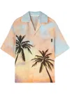 Palm Angels Sunrise Palm Bowling Shirt In 粉色
