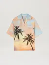 Palm Angels Sunrise Palm Bowling Shirt In 8410 Multicolor - Black