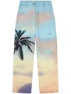Palm Angels Multicolor Sunrise Palm Baggy Jeans In Blau