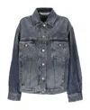 Palm Angels Sunrise-print Denim Jacket In Gray