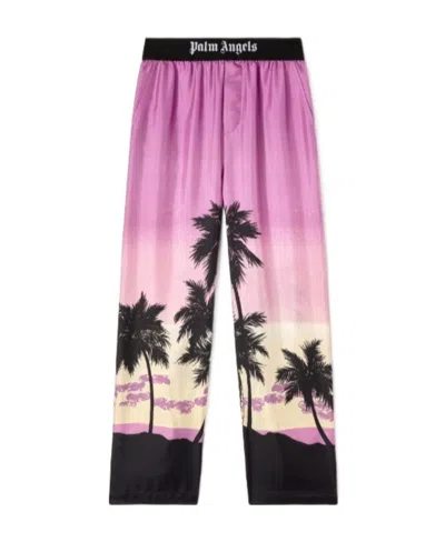 PALM ANGELS PALM ANGELS SUNSET PRINTED HIGH WAIST PAJAMA PANTS