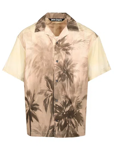 Palm Angels Sunset Palm Shirts Multicolor In 6110 Beige - Black