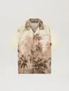 Palm Angels Sunset Palms Bowling Shirt Ss Beige - Bl In Neutral