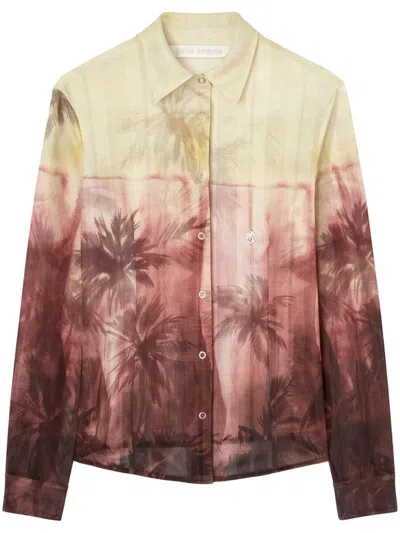 Palm Angels Sunset Palms Shirt In Burgundy