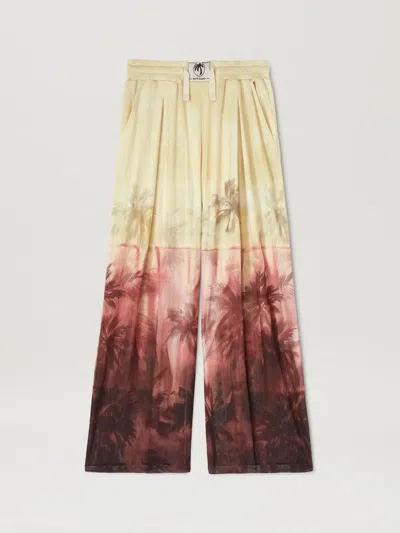 Palm Angels Sunset Palms Mesh Pants In Burgundy