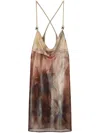 Palm Angels Multicolor Sunset Palms Minidress In Nude