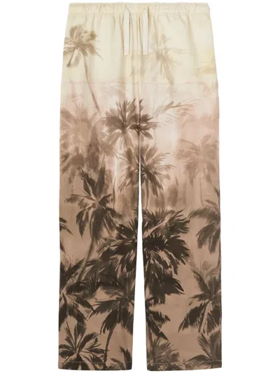 Palm Angels Sunset Palms Sweatpants In 6110 Beige - Black
