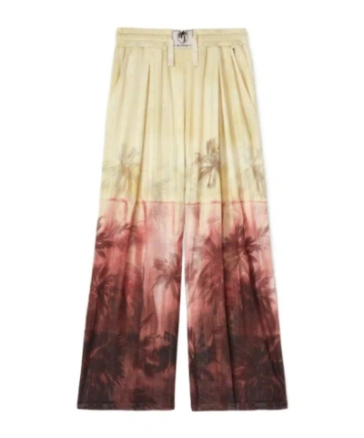 Palm Angels Yellow & Brown Sunset Palms Mesh Trousers In 2010 Orange - Black