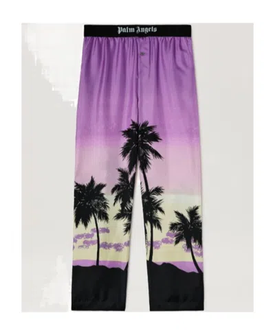 Palm Angels Sunset-print Straight Trousers In Purpleblck