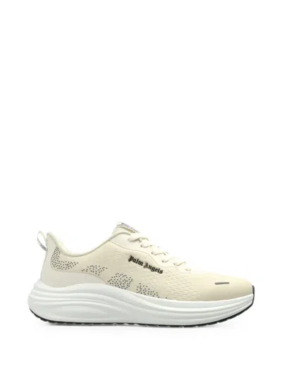 Palm Angels Perforated Logo-print Sneakers In Yellow