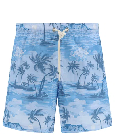 Palm Angels Sunset Swim Shorts In Lightblue