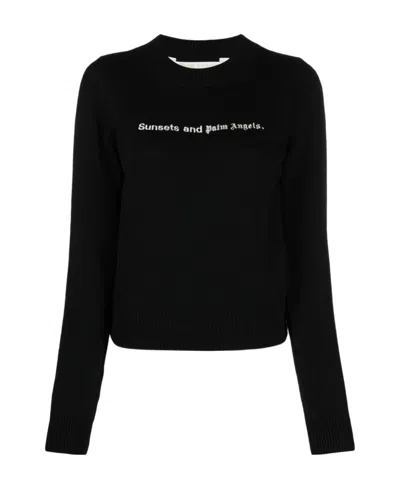 PALM ANGELS PALM ANGELS LOGO EMBROIDERED CREWNECK JUMPER