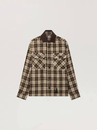 Palm Angels Surfer Dream Check Loose Shirt In Black