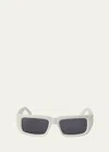 Palm Angels Sutter Acetate Rectangle Sunglasses In White