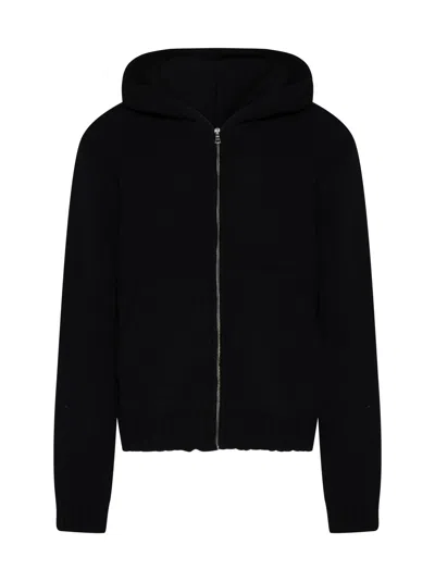 Palm Angels Men's Logo Wool Blend Hooded Sweater In Black