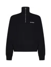 Palm Angels Black Quarter Zip Sweatshirt In Black
