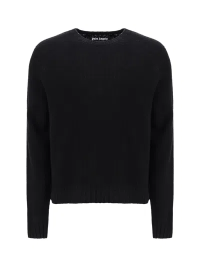 Palm Angels Curved Logo Sweater In Black