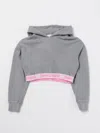 Palm Angels Grey Sweatshirt For Girl With Logo In Grey