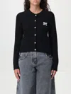 Palm Angels Cardigan Long Sleeves Wool Blend In Black