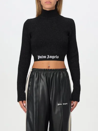 Palm Angels Crop Top In Black Viscose Blend In Schwarz