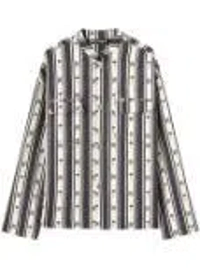 Palm Angels Blackwhite Metal Frame Stripes Overshirt In Multi
