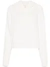 Palm Angels Curved Logo Knitted Hoodie In Bianco E Beige