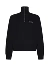 Palm Angels Black Quarter Zip Sweatshirt In Black