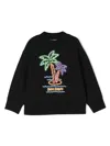 Palm Angels Sweatshirt Mit Palmen-print In Black