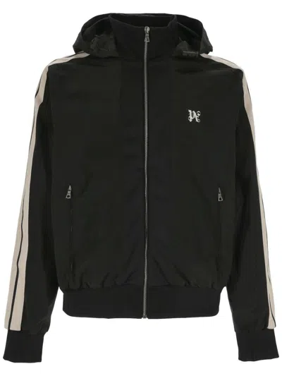 Palm Angels Logo Embroidered Hooded Jacket In Black