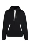 Palm Angels Relaxed-fit Cotton Hoodie With Contrasting Drawstrings In Black