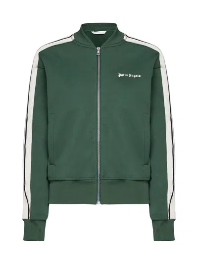 Palm Angels Fleece In Forest Green Off White