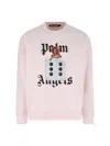 Palm Angels Crew Neck Graphic Print Sweater In Pink