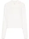 Palm Angels Curved Logo Knitted Hoodie In White Light Beige