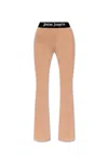 Palm Angels Logo Elastic Waistband Flared Track Pants In Pink/black