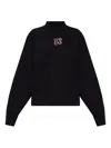 Palm Angels Long Sleeve Mock Neck Knitwear Top In Black
