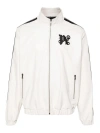 Palm Angels Monogram Off White Leather Jacket In Black