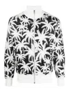 Palm Angels Zip-up Sweatshirt With Palms Print In Black