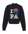 Palm Angels Graphic Print Crewneck Cotton Sweatshirt In Black