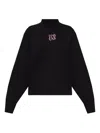 Palm Angels Long Sleeve Mock Neck Knitwear Top In Black