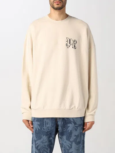 Palm Angels Sweatshirt In Cotton And Linen In Beige