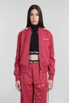 Palm Angels Red Classic Logo Track Bomber Jacket In Red