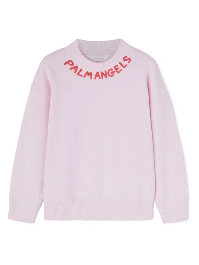 Palm Angels Kids' Sweatshirt Mit Print In Purple