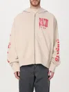Palm Angels Gothic Logo-print Zipped Hoodie In Beige