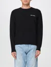 Palm Angels Cotton Oversize Crew Neck Sweatshirt In Black
