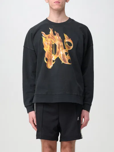 Palm Angels Burning Monogram Sweatshirt In Black