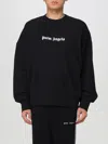 Palm Angels Black Cotton Crew Neck Sweatshirt With White Logo In Schwarz