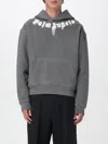 Palm Angels Cotton Hooded Sweatshirt Kangaroo Pocket In Gray