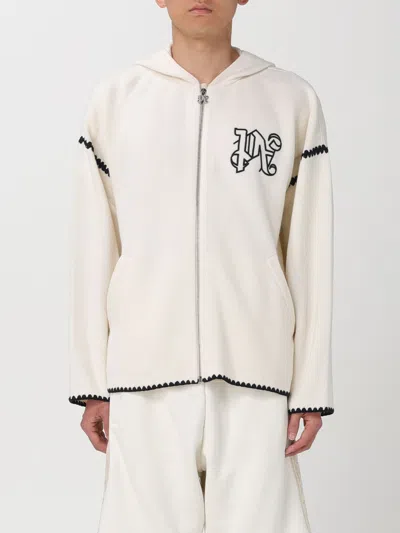 Palm Angels Monogram Wool-blend Hoodie In White