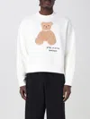 Palm Angels Cotton Crew Neck Sweatshirt With Teddy Bear Motif In Weiss