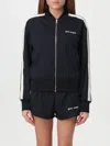 Palm Angels Stylish Bomber Jacket Contrast Stripe In Black